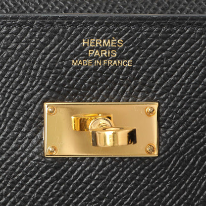 Exclusive Hermes Black Epsom Kelly To Go Wallet — Detail View