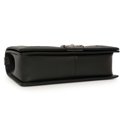 Exclusive Chanel Black Quilted Caviar New Medium Boy Bag — Top View