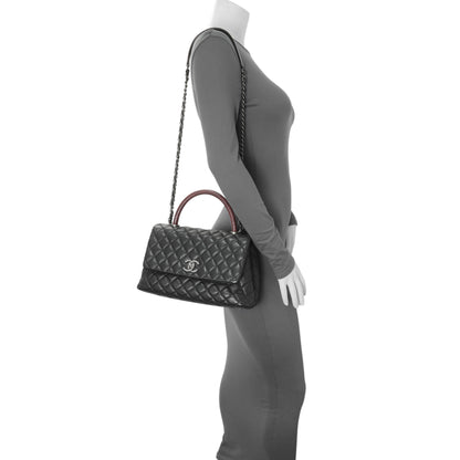 Exclusive Chanel Black Caviar Lizard Embossed Quilted Small Coco Handle Flap — Alternate View 8