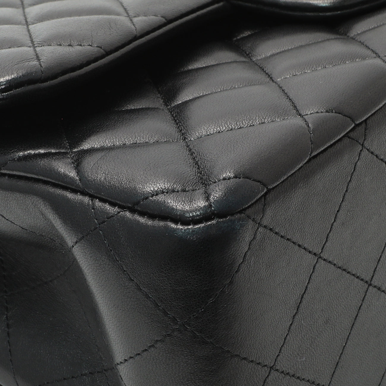 Exclusive Chanel Black Quilted Lambskin Jumbo Double Flap — Top View