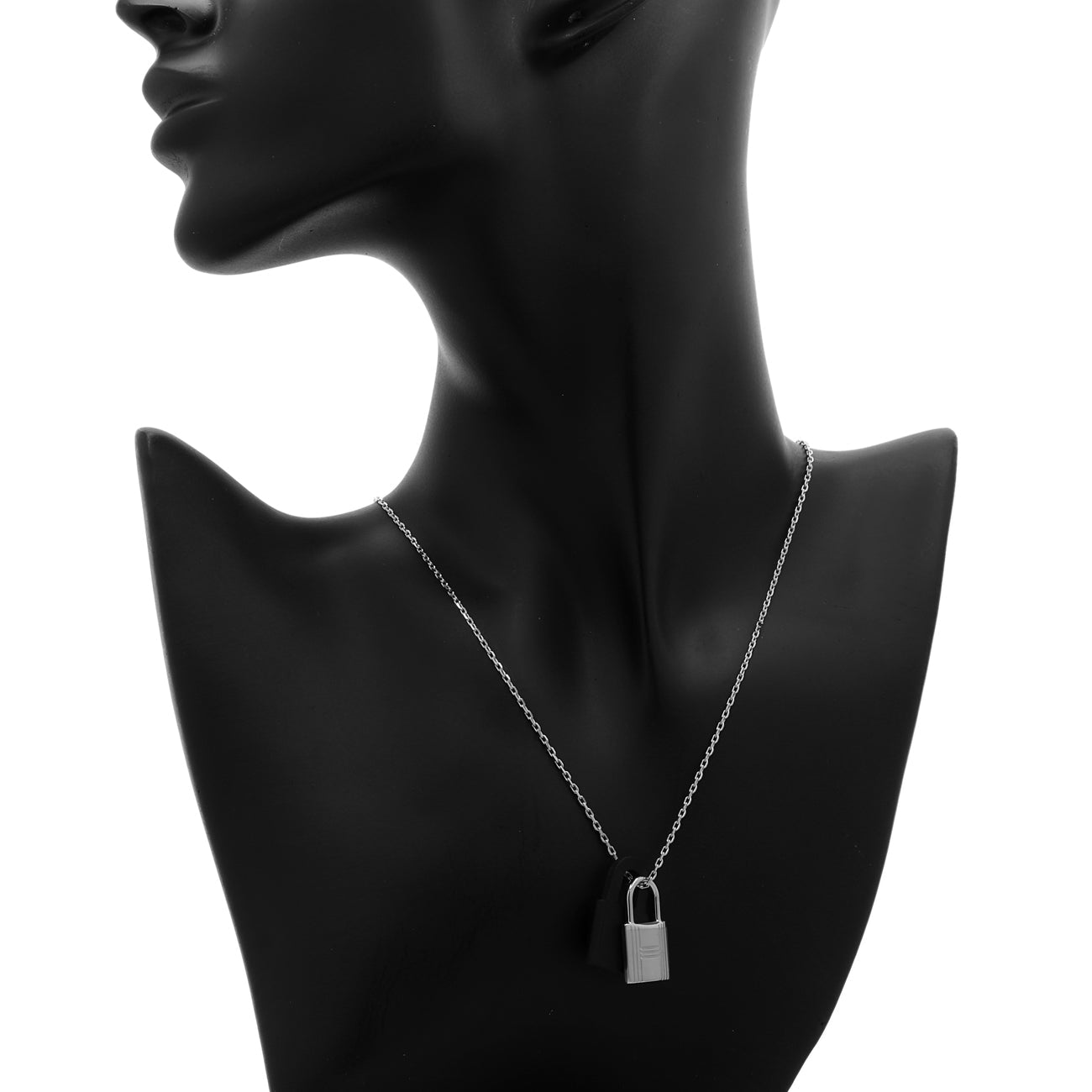 Exclusive Hermes Black Swift O'Kelly Pendant Necklace — Top View