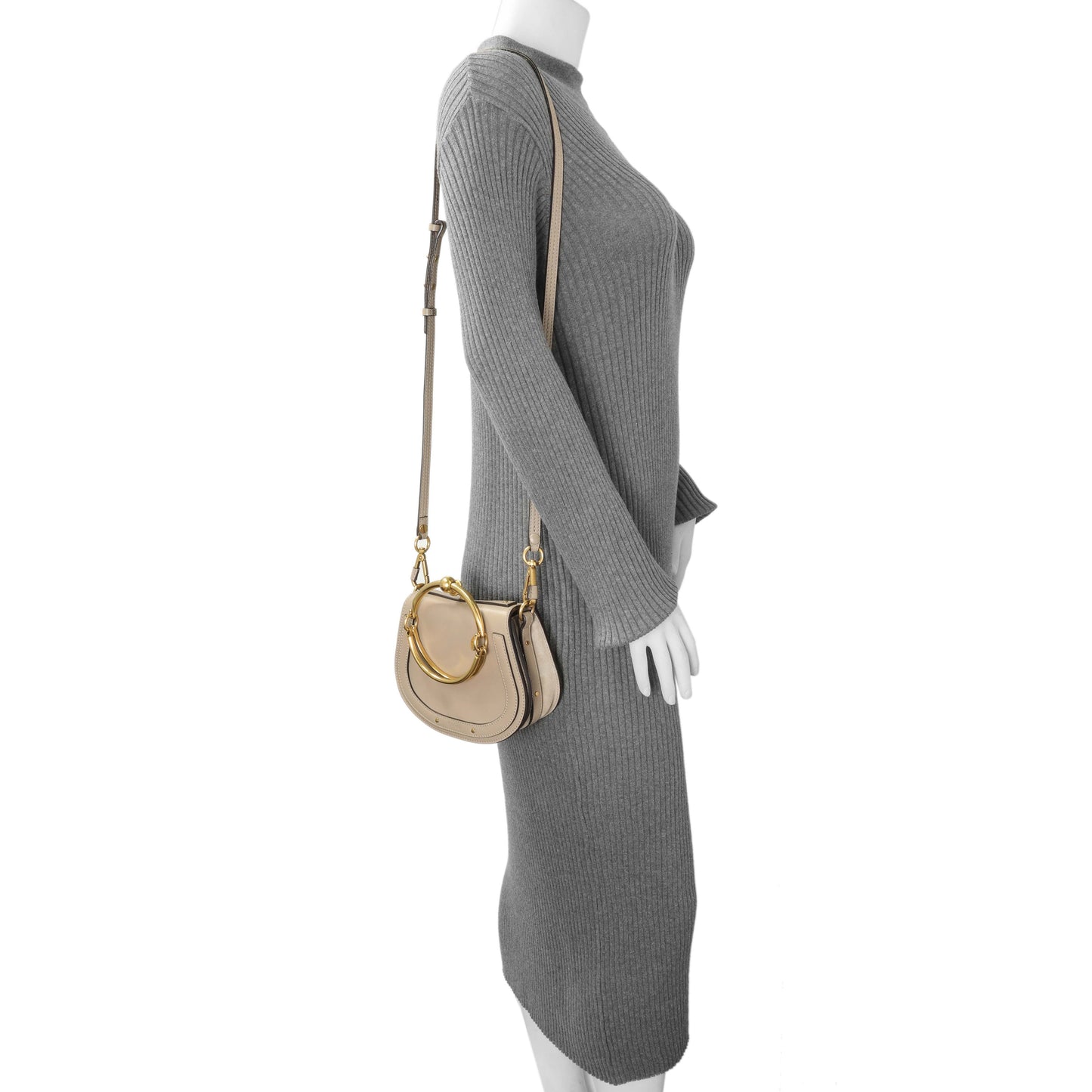 Exclusive Chloe Motty Grey Calfskin Small Nile Bracelet Bag — Alternate View 7
