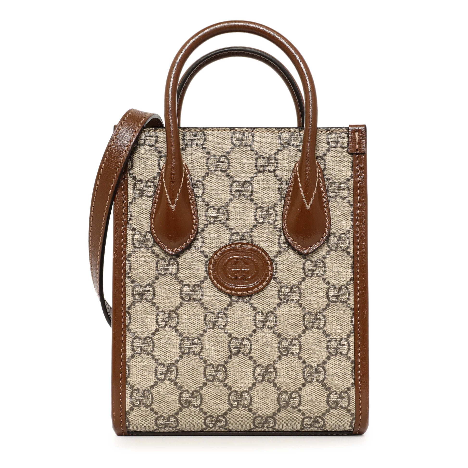 Exclusive Gucci GG Supreme Monogram Mini Retro Interlocking G Tote Bag — Front View