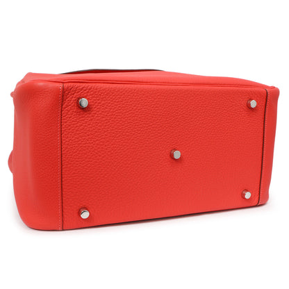 Exclusive Hermes Rouge Pivoine Clemence Lindy 34 — Back View