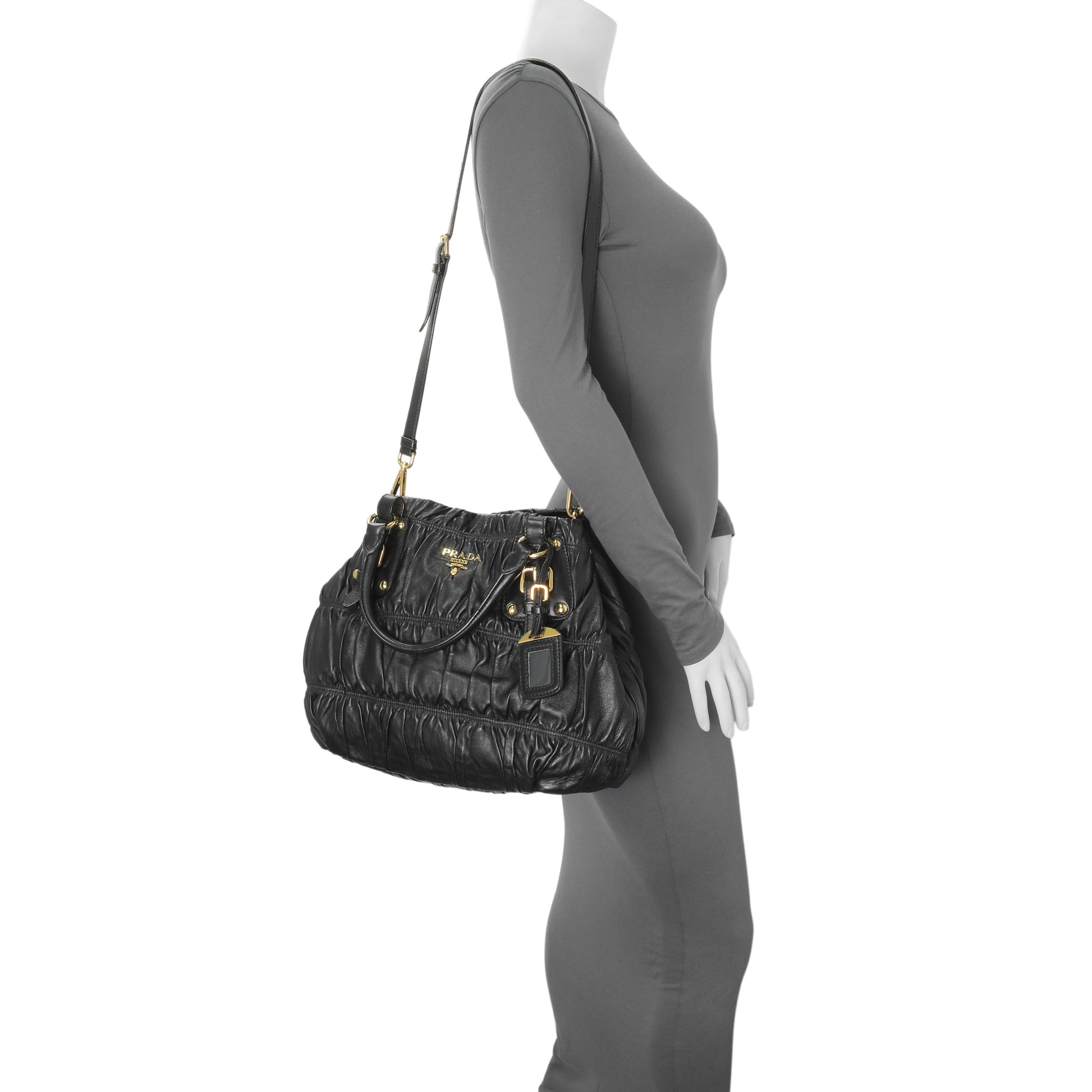 Exclusive Prada Black Nappa Leather Gaufre Tote — Alternate View 11