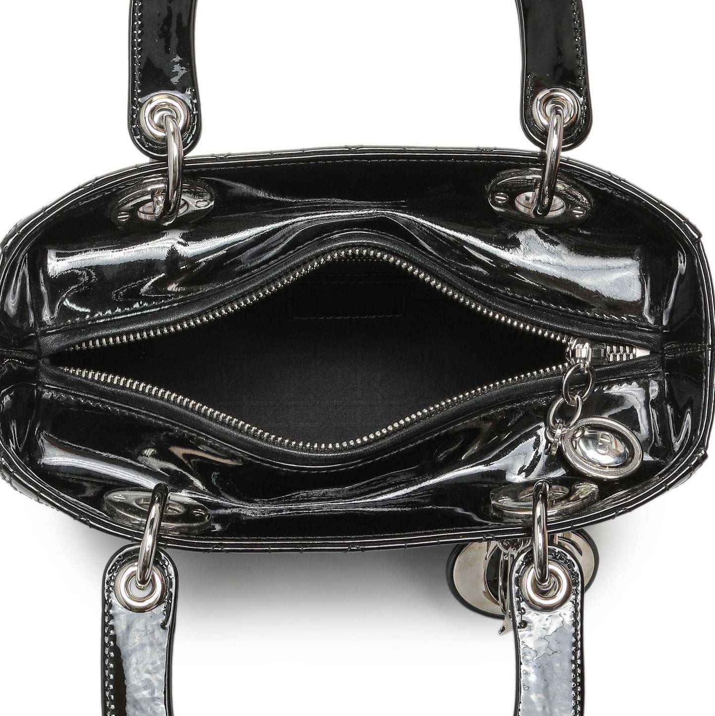 Exclusive Christian Dior Black Patent Cannage Medium Lady Dior — Top View