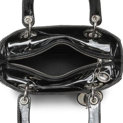 Exclusive Christian Dior Black Patent Cannage Medium Lady Dior — Top View