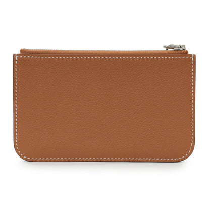 Exclusive Hermes Gold Evercolor Zipengo Chain D'Ancre Card Holder — Side View