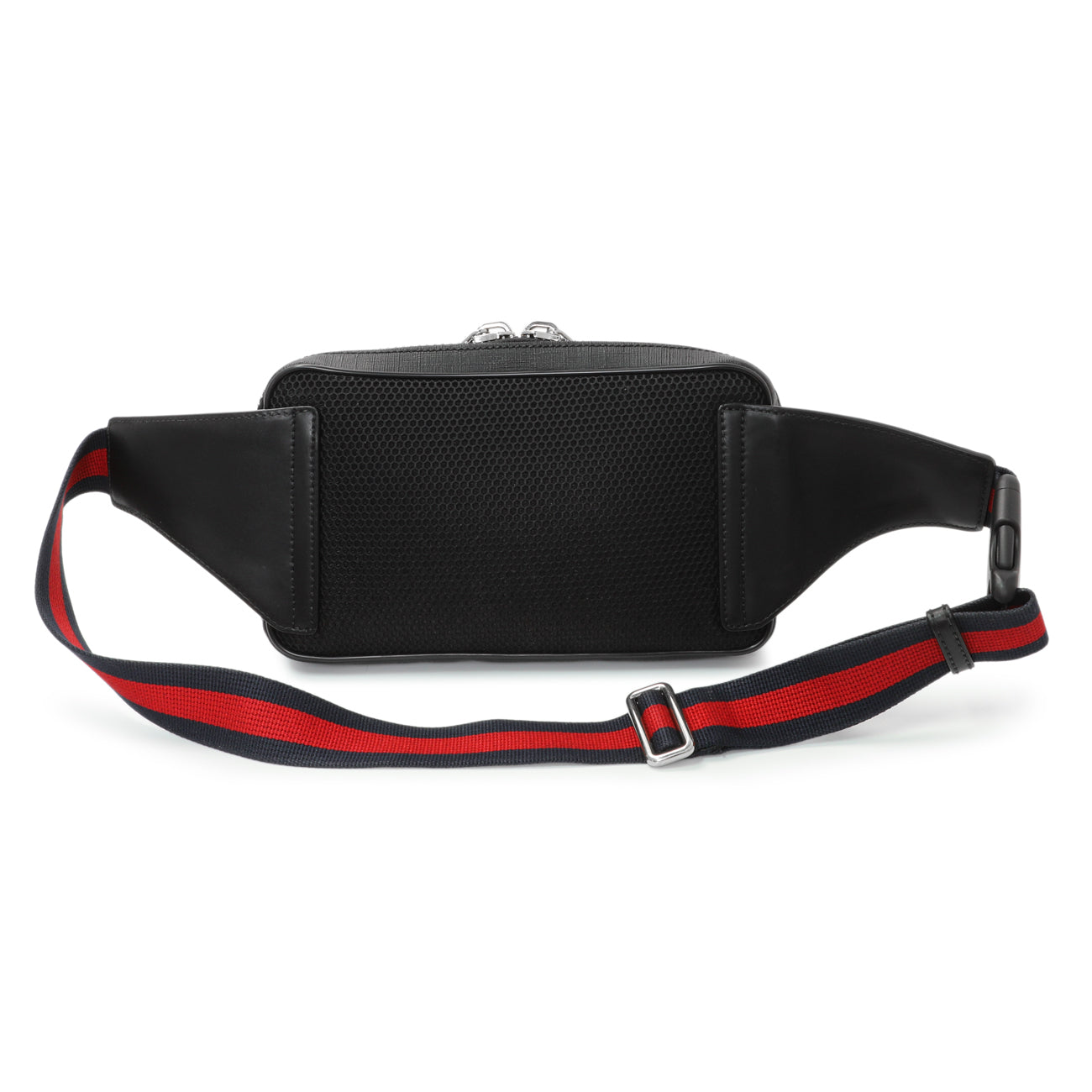 Exclusive Gucci Black Soft GG Supreme Monogram Web Belt Bag — Side View
