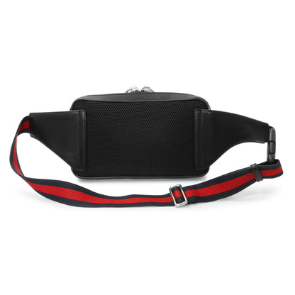 Exclusive Gucci Black Soft GG Supreme Monogram Web Belt Bag — Side View