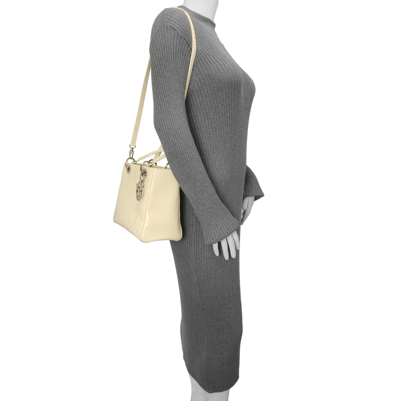 Exclusive Christian Dior Ivory Patent Cannage Medium Lady Dior — Alternate View 11