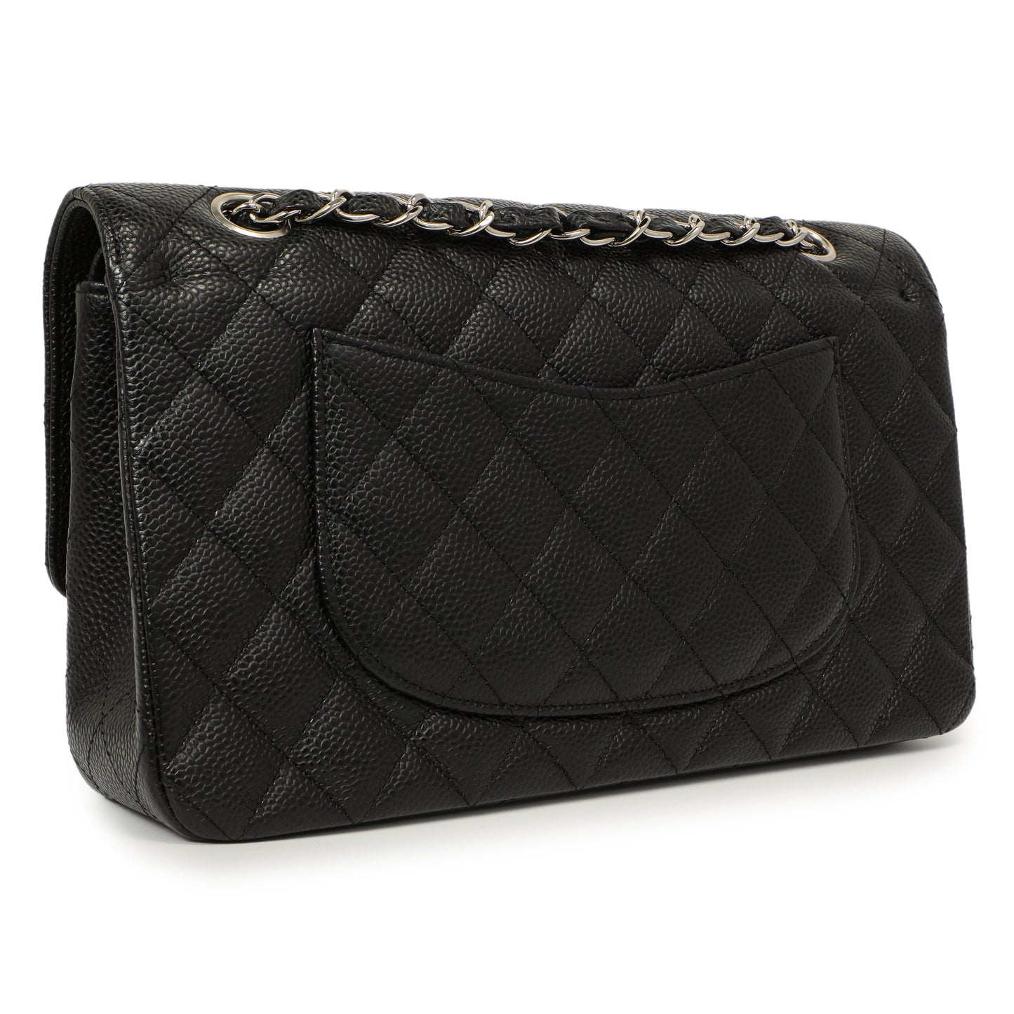 Exclusive Chanel Black Quilted Caviar Medium Classic Double Flap — Side View