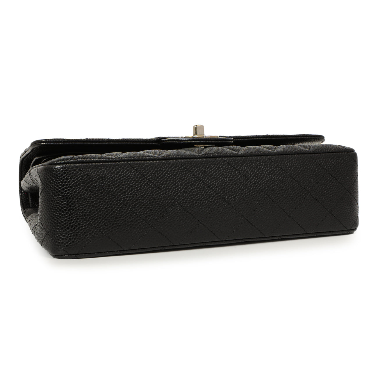 Exclusive Chanel Black Quilted Caviar Medium Classic Double Flap — Top View