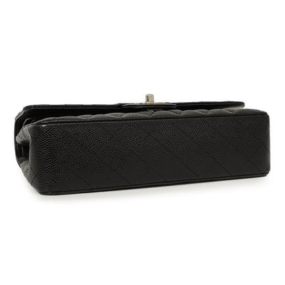 Exclusive Chanel Black Quilted Caviar Medium Classic Double Flap — Top View