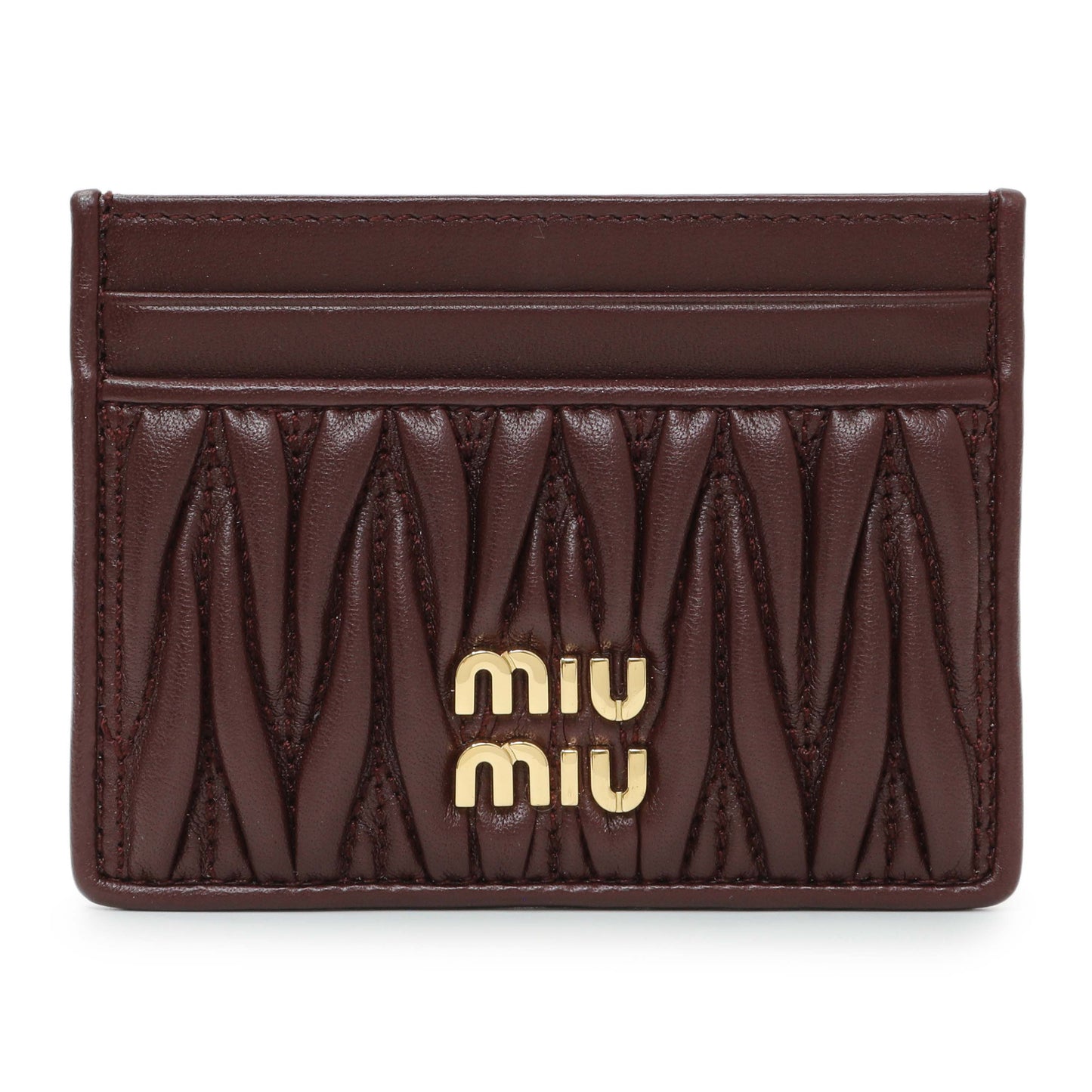 Exclusive Miu Miu Burgundy Nappa Matelasse Card Case — Front View