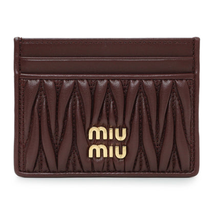 Exclusive Miu Miu Burgundy Nappa Matelasse Card Case — Front View