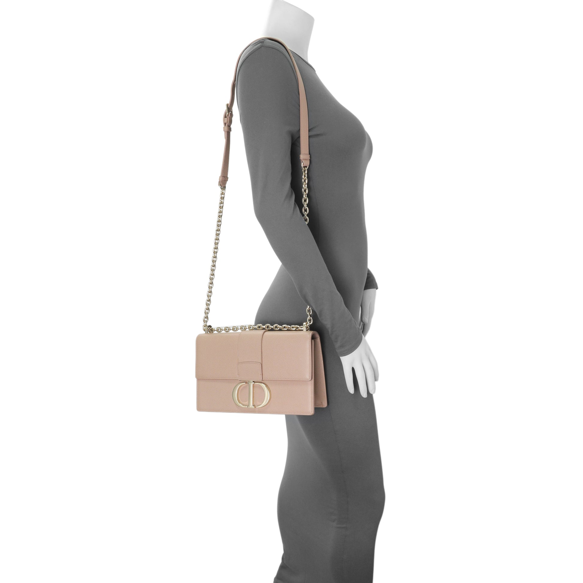 Exclusive Christian Dior Blush Grained Calfskin 30 Montaigne Chain Flap Bag — Alternate View 12