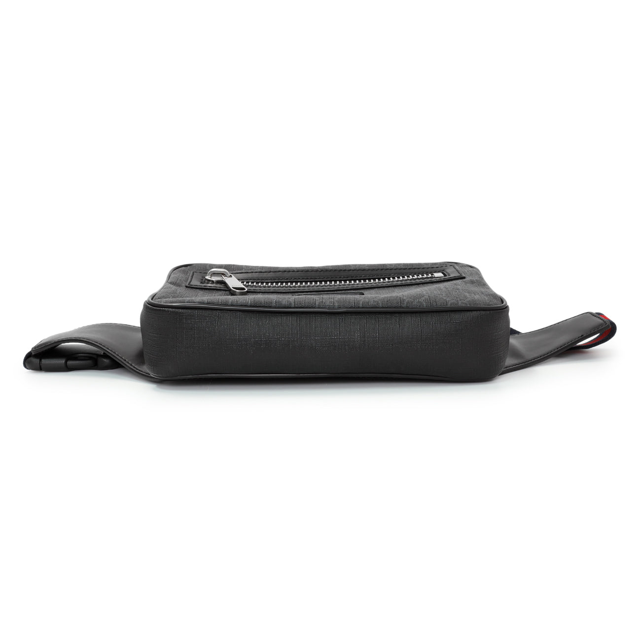 Exclusive Gucci Black Soft GG Supreme Monogram Web Belt Bag — Back View