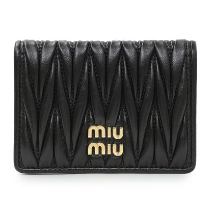Exclusive Miu Miu Black Nappa Matelasse Card Holder — Front View