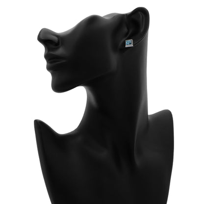 Exclusive Omega 18K White Gold Topaz Earrings — Back View