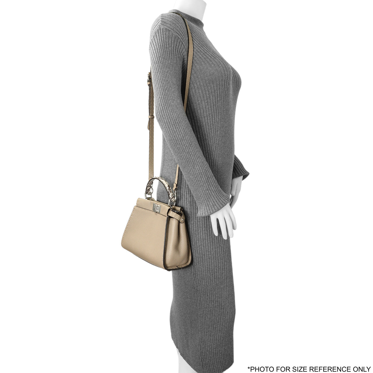 Exclusive Fendi Cuoio Romano Snakeskin Selleria Mini Peekaboo Iconic Satchel — Lifestyle View