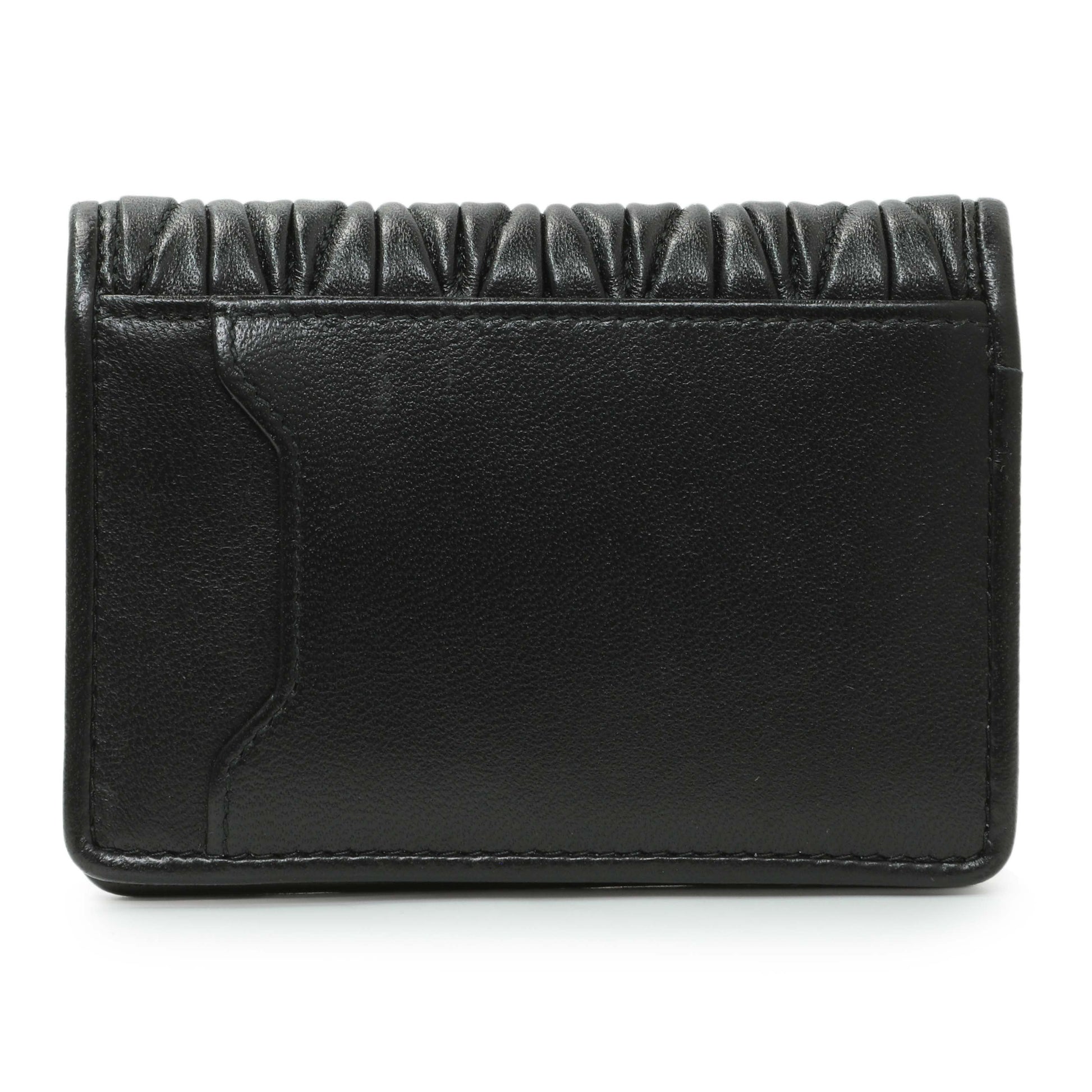 Exclusive Miu Miu Black Nappa Matelasse Card Holder — Side View