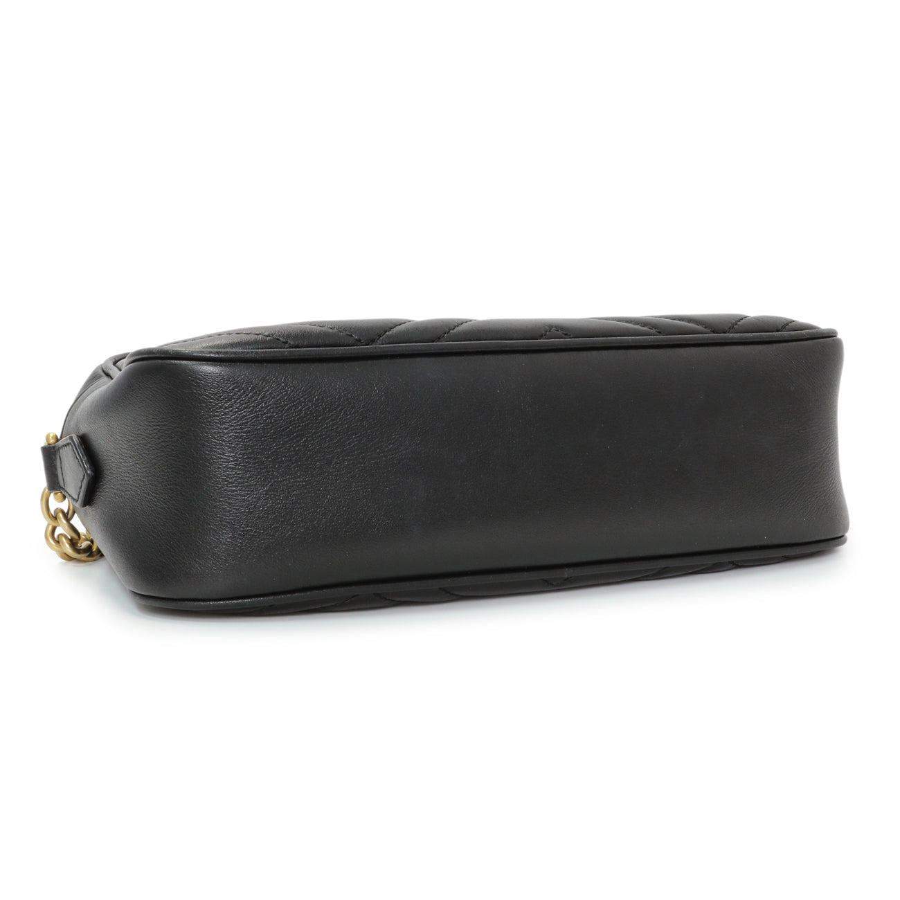 Exclusive Gucci Black Calfskin Matelasse Small GG Marmont Chain Shoulder Bag — Back View