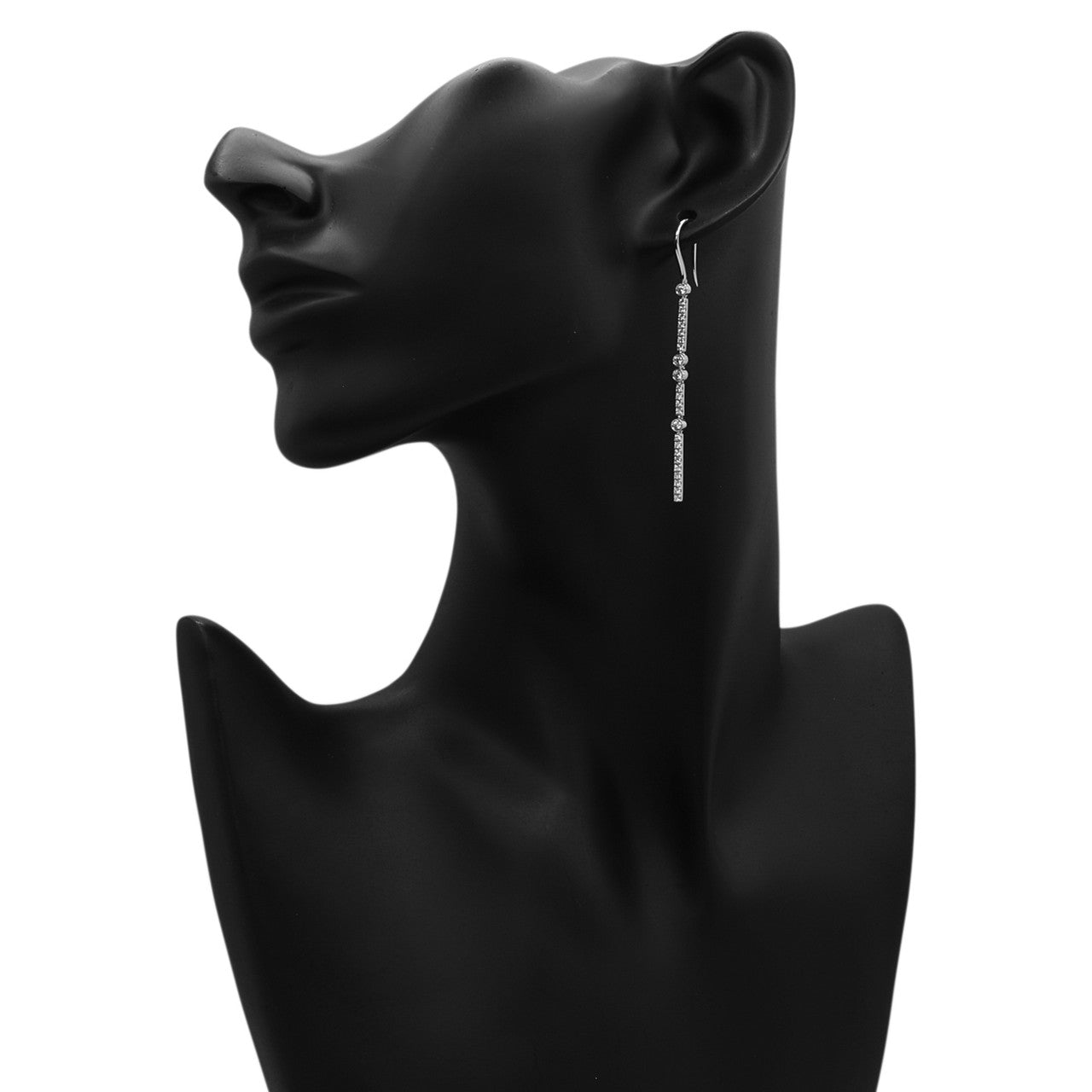 Exclusive 18k White Gold 0.84 Carat Riviere Earrings — Back View