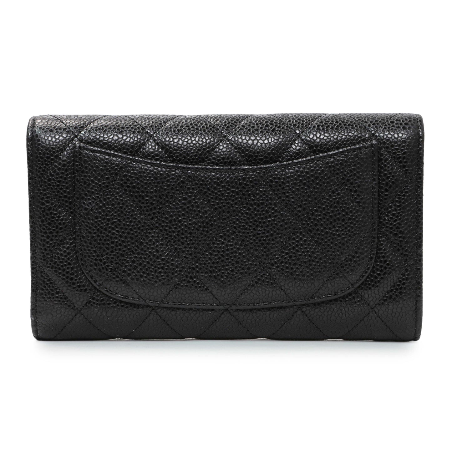 Exclusive Chanel Black Quilted Caviar Large Flap Wallet — Side View
