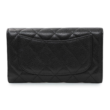 Exclusive Chanel Black Quilted Caviar Large Flap Wallet — Side View