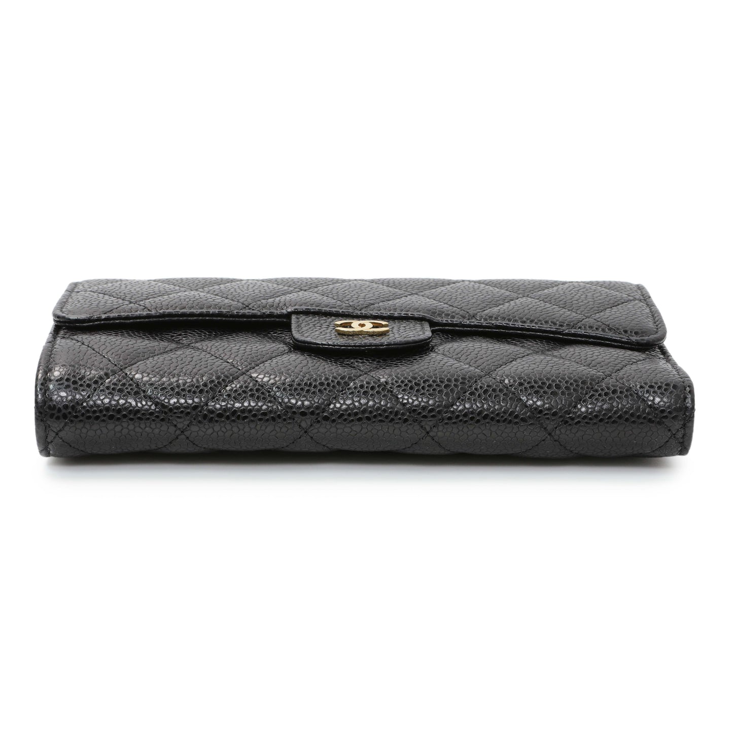 Exclusive Chanel Black Quilted Caviar Large Flap Wallet — Back View