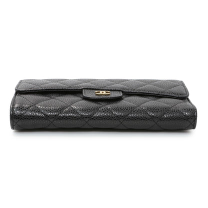 Exclusive Chanel Black Quilted Caviar Large Flap Wallet — Back View