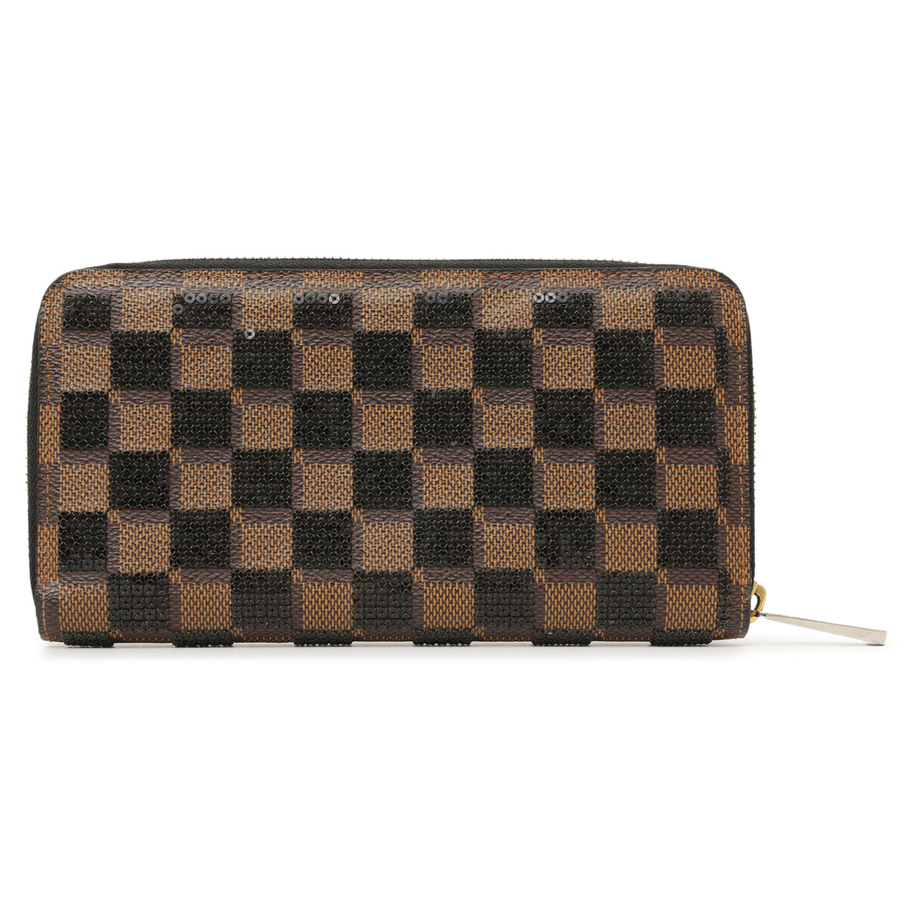 Exclusive Louis Vuitton Black Damier Paillettes Zippy Wallet — Side View