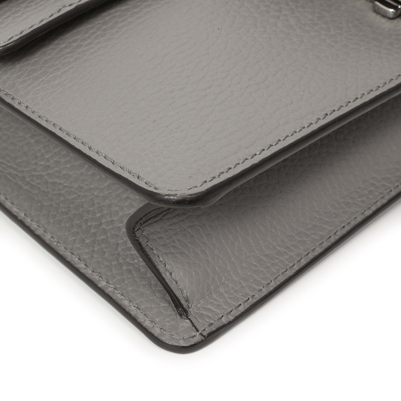 Exclusive Gucci Grey Calfskin Enamel Small Dionysus Shoulder Bag — Detail View