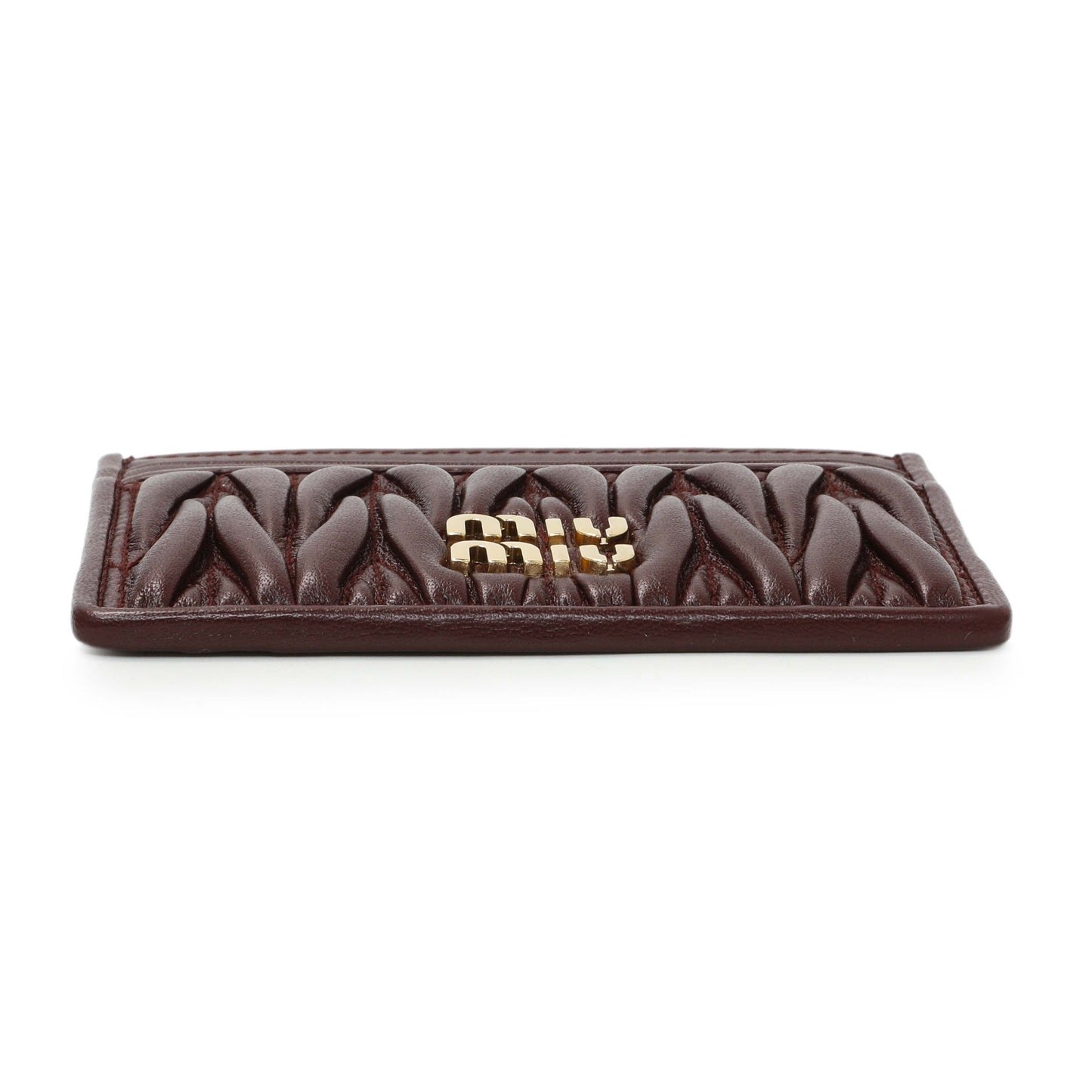 Exclusive Miu Miu Burgundy Nappa Matelasse Card Case — Back View