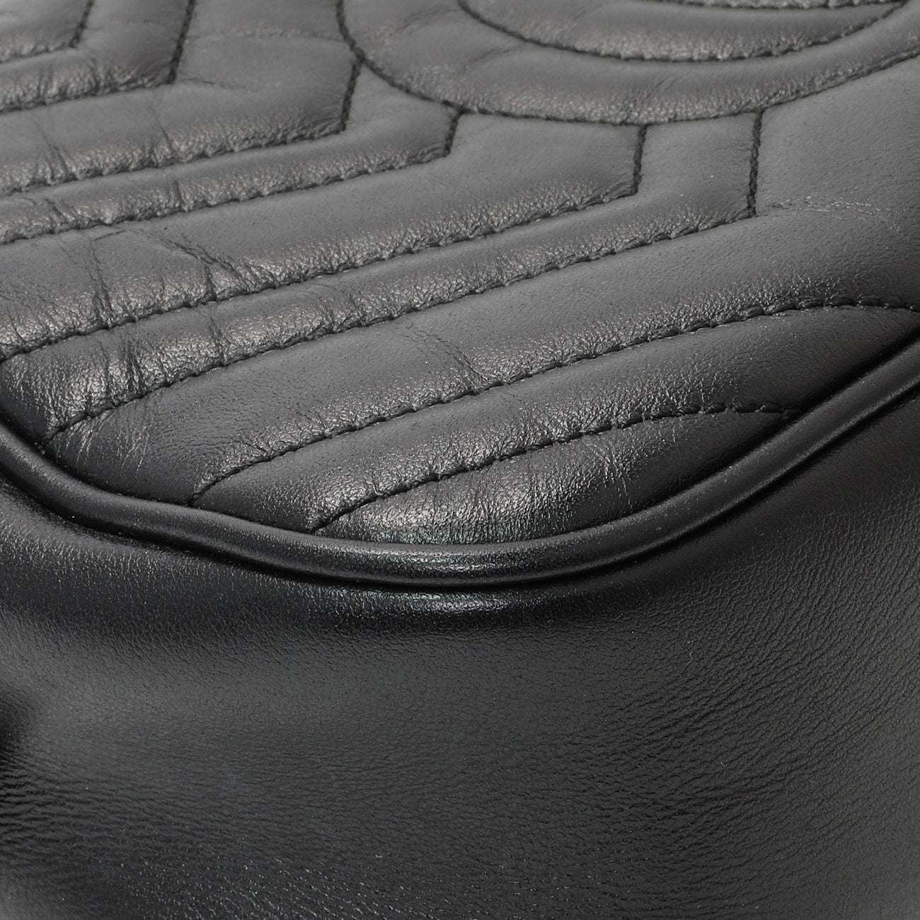 Exclusive Gucci Black Calfskin Matelasse Small GG Marmont Chain Shoulder Bag — Lifestyle View