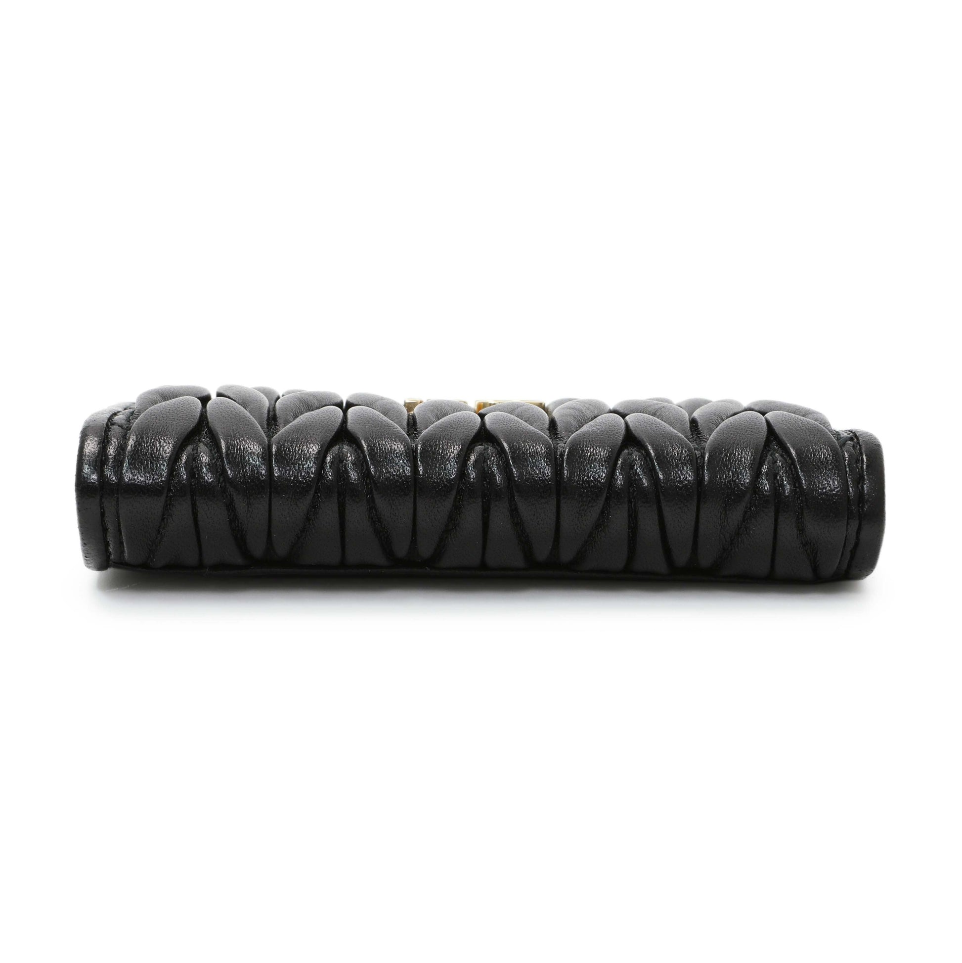 Exclusive Miu Miu Black Nappa Matelasse Card Holder — Back View