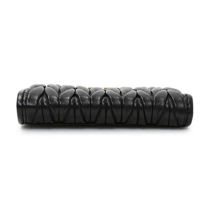 Exclusive Miu Miu Black Nappa Matelasse Card Holder — Back View