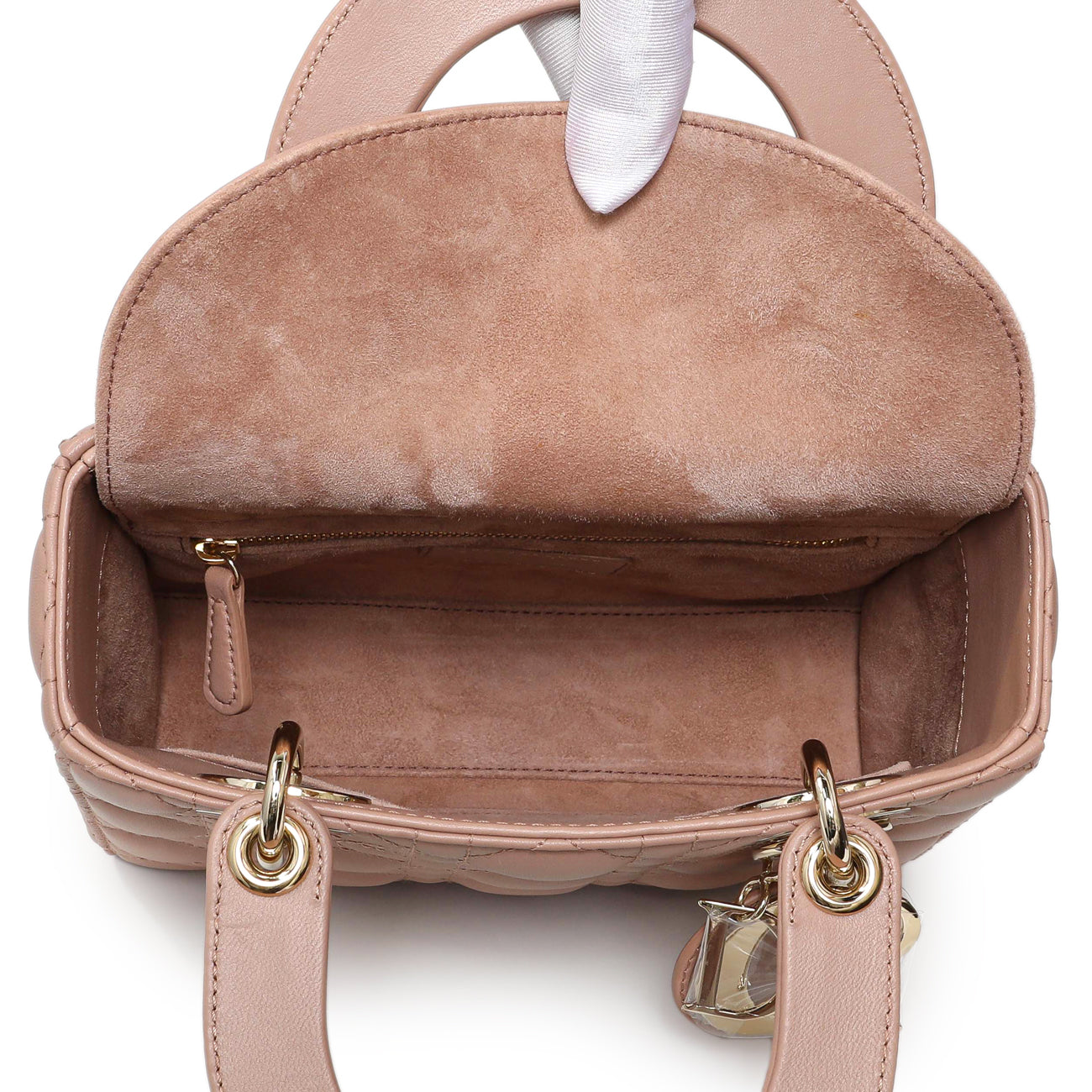 Exclusive Christian Dior Blush Lambskin Cannage Small My ABCDior Lady Dior — Top View