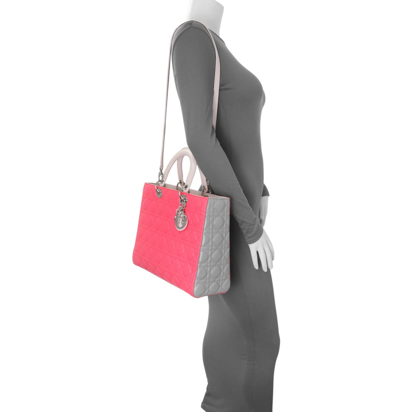 Exclusive Christian Dior Lambskin Cannage Tri Color Large Lady Dior — Alternate View 16