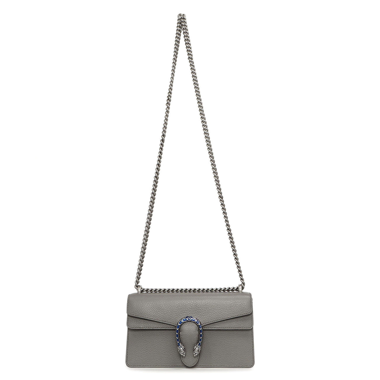 Exclusive Gucci Grey Calfskin Enamel Small Dionysus Shoulder Bag — Front View