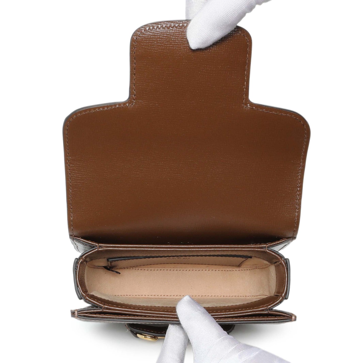 Exclusive Gucci Horsebit 1955 GG Coated Canvas with Leather Mini belt bag — Top View