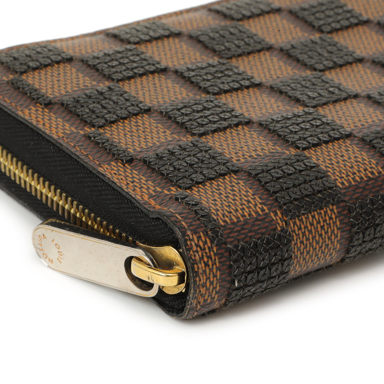 Exclusive Louis Vuitton Black Damier Paillettes Zippy Wallet — Top View