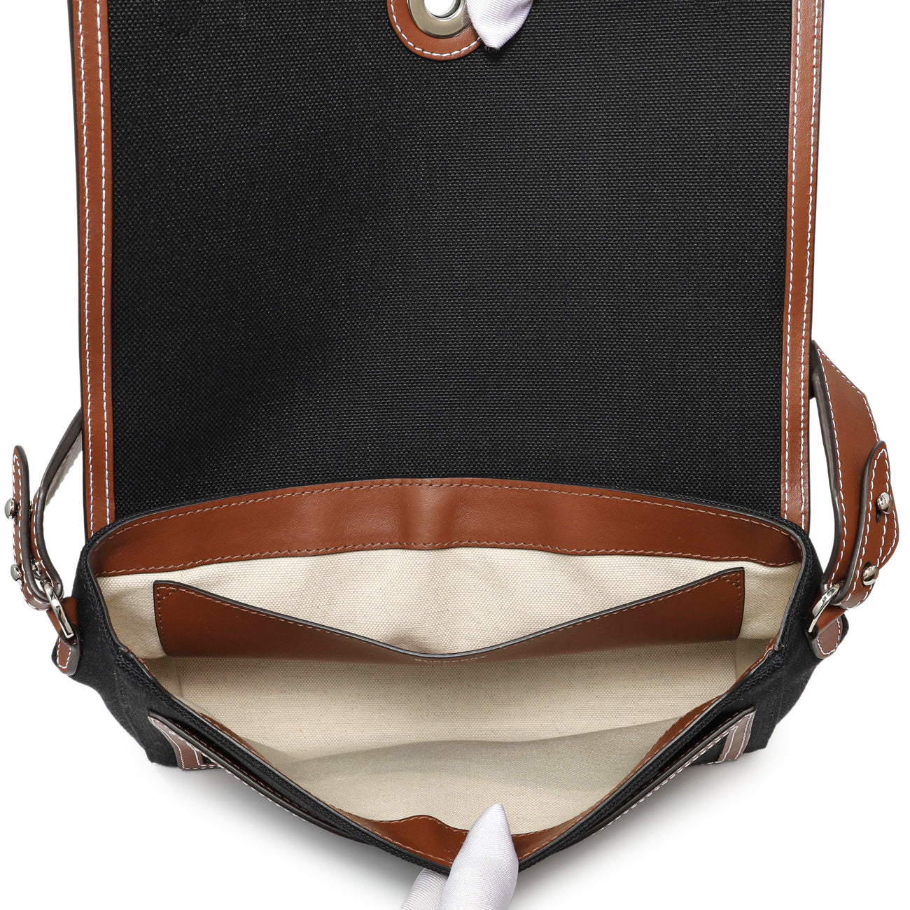 Exclusive Burberry Black Canvas Horseferry Note Crossbody — Top View
