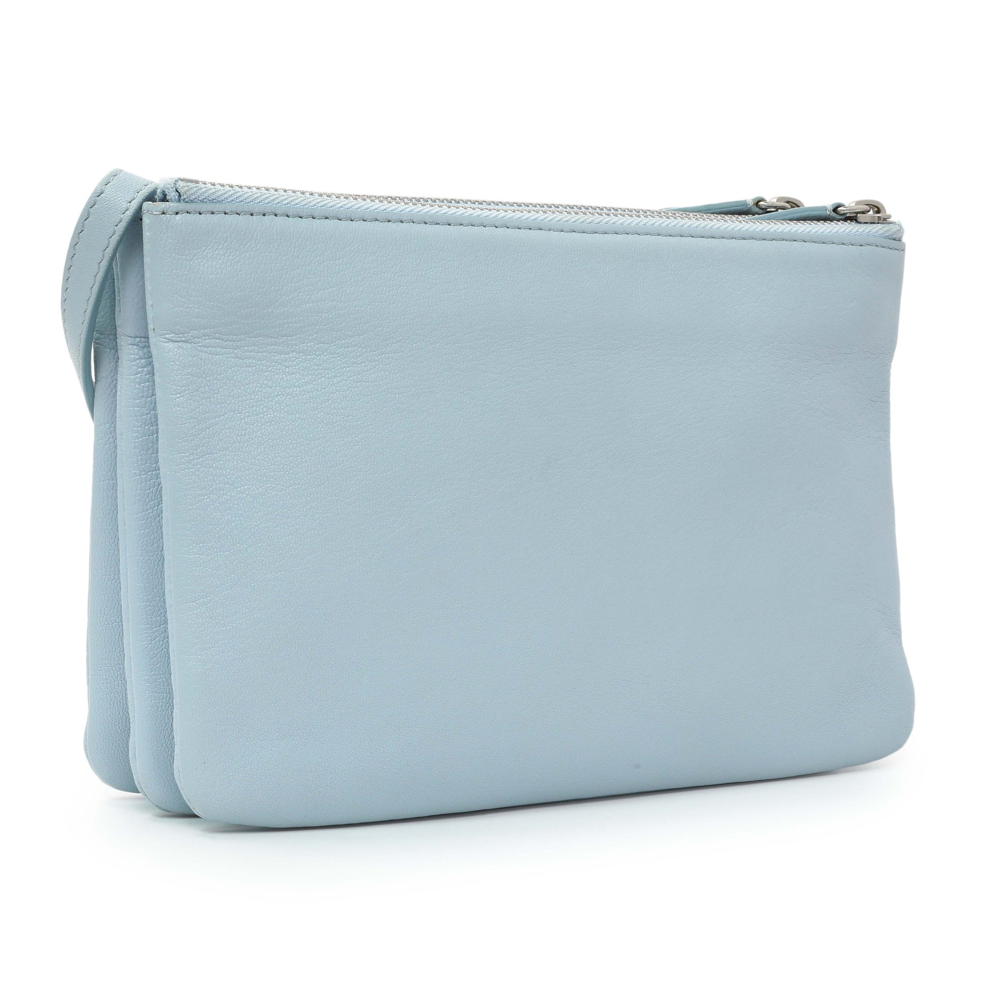 Exclusive Celine Light Blue Lambskin Small Trio Crossbody Bag — Side View