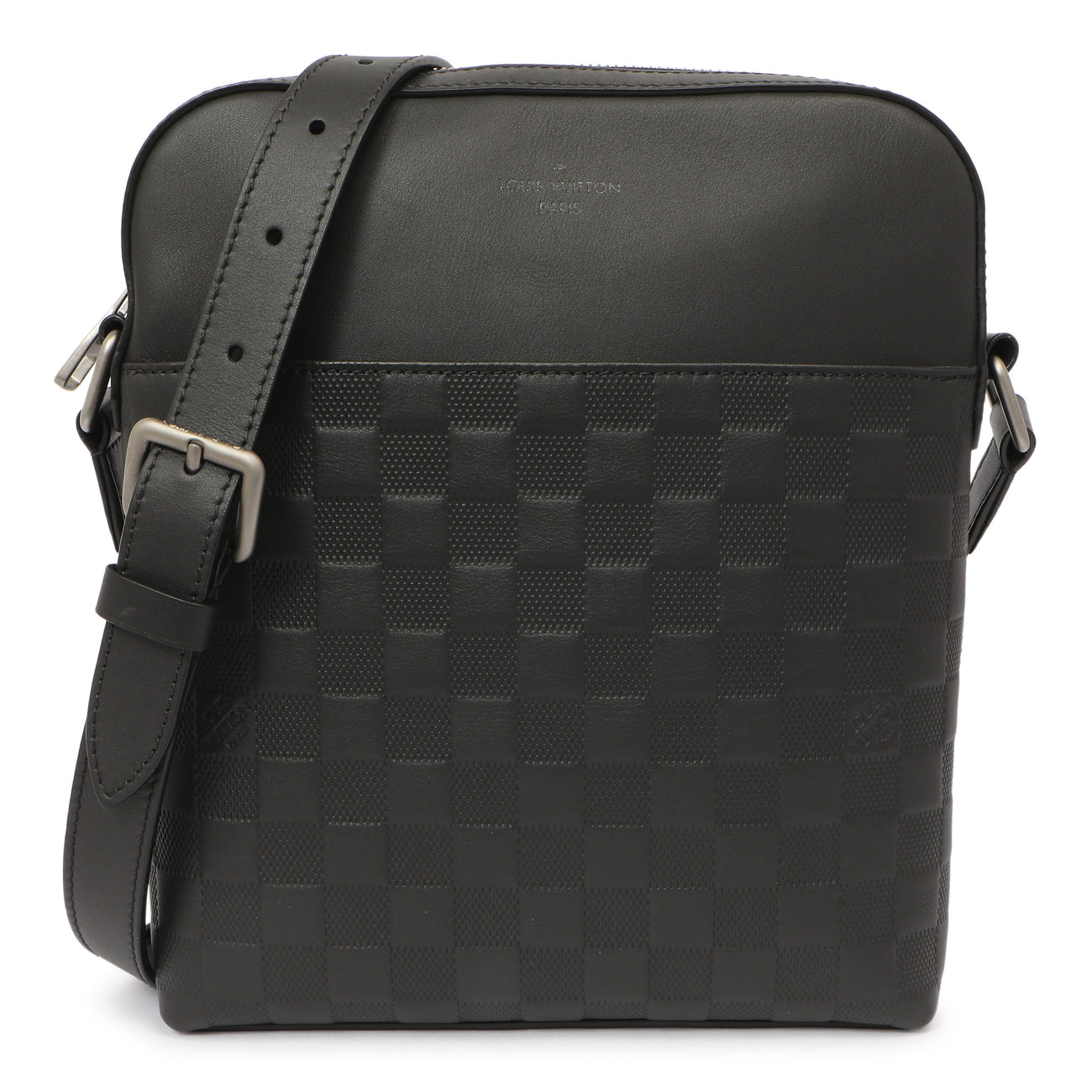 Exclusive Louis Vuitton Onyx Damier Infini District Pochette — Front View