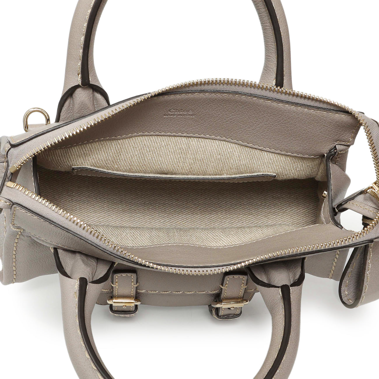 Exclusive Chloe Cashmere Grey Buffalo Mini Edith — Top View