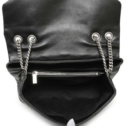 Exclusive Saint Laurent Black Calfskin Y Quilted Monogram Medium Loulou Chain Satchel — Alternate View 8
