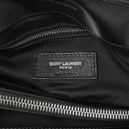Exclusive Saint Laurent Black Calfskin Y Quilted Monogram Medium Loulou Chain Satchel — Alternate View 9