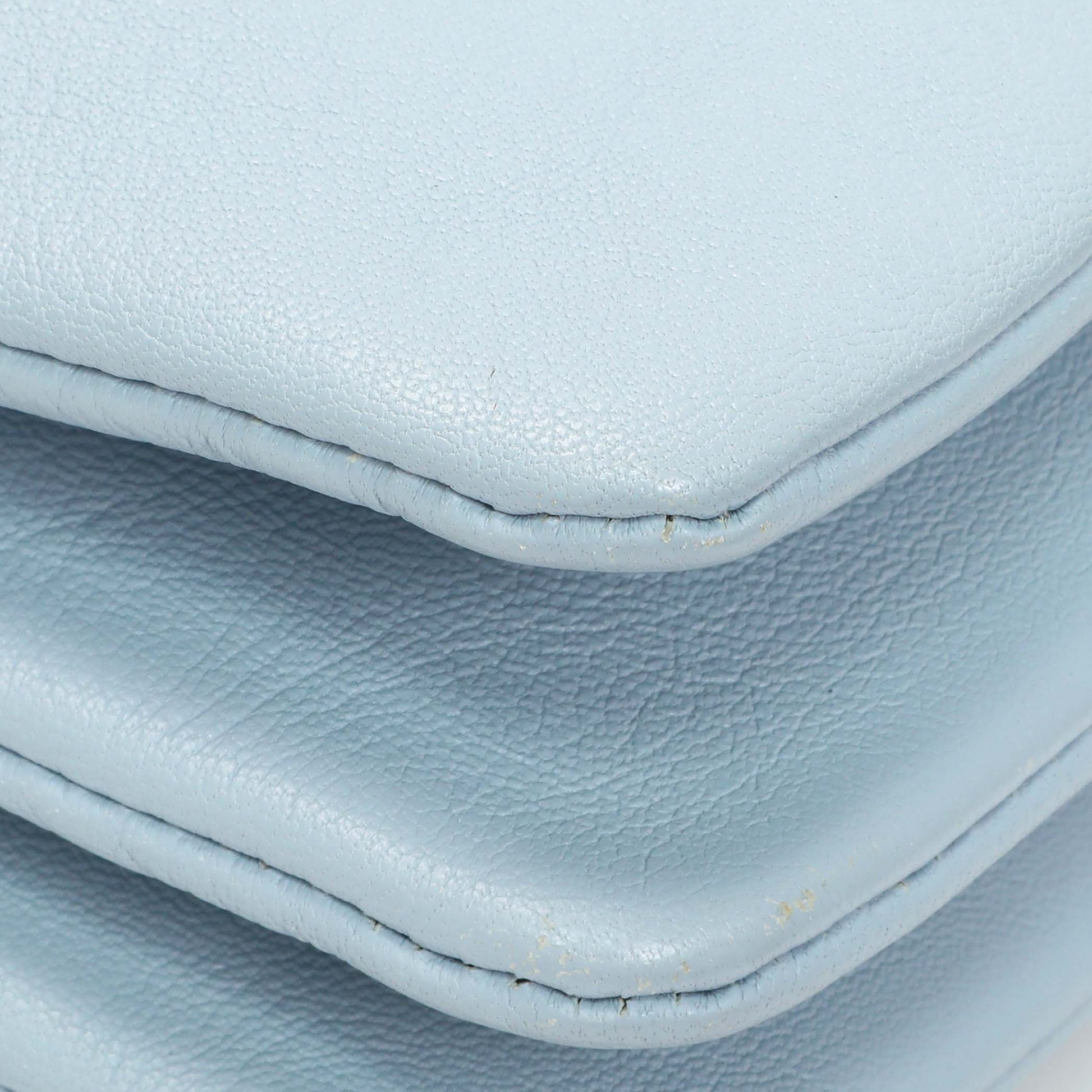 Exclusive Celine Light Blue Lambskin Small Trio Crossbody Bag — Lifestyle View